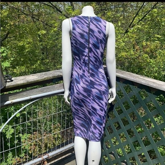 Jennifer Lopez Midi Tank Dress Stretchy Striped Purple - Picture 12 of 13